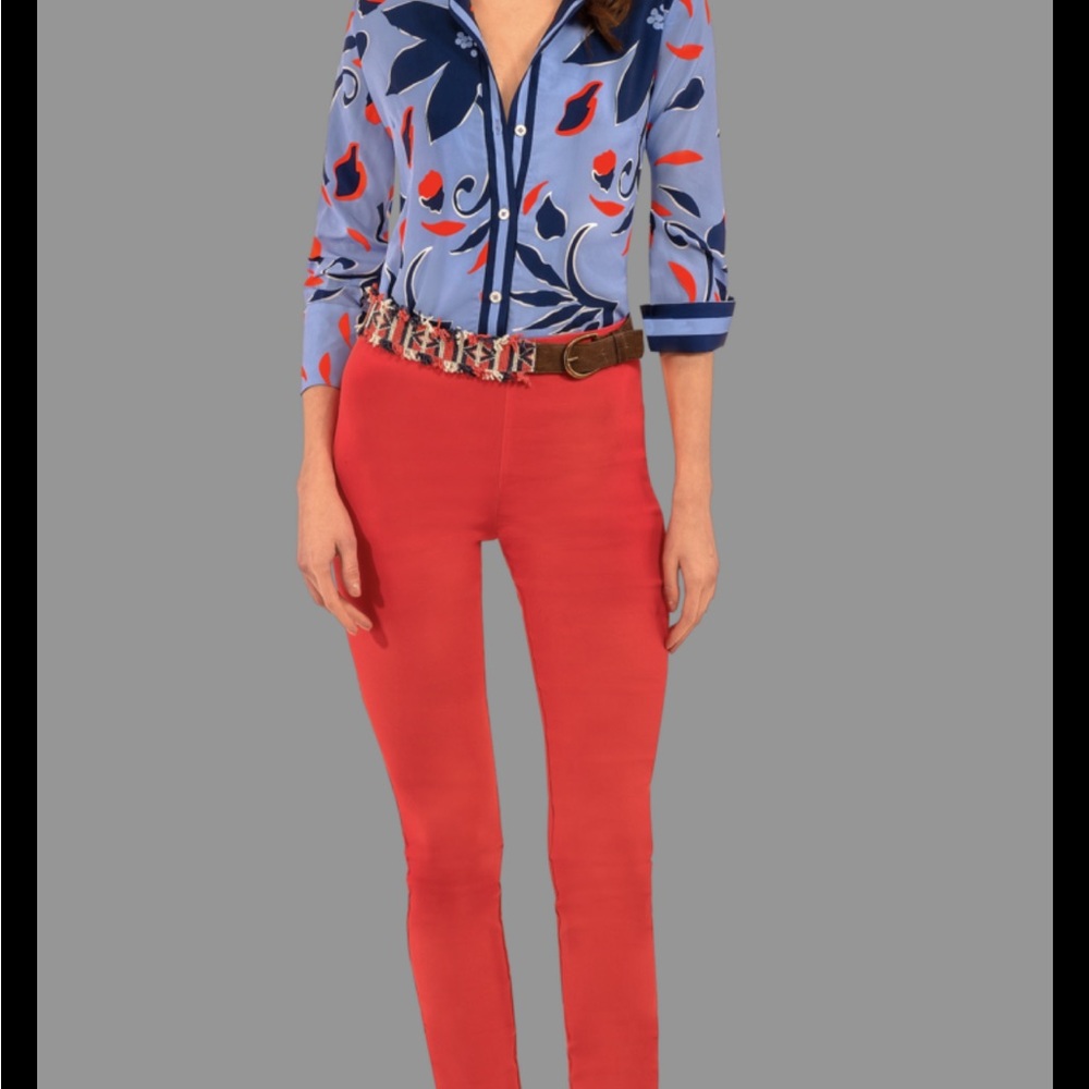 Gretchen Scott Boyfriend Shirt Floral Blue periwinkle full bloom Top XS New $148 - Picture 2 of 3